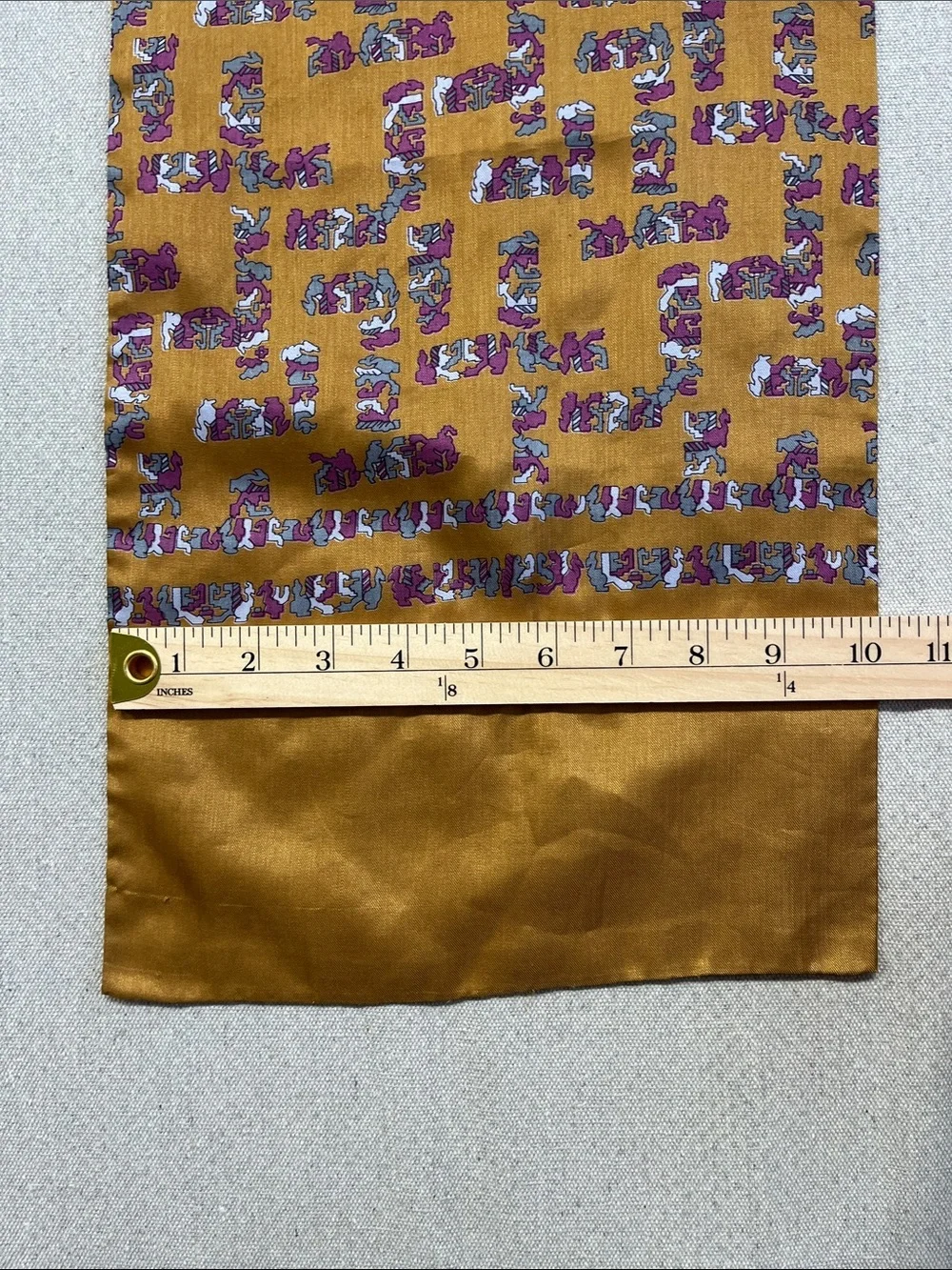 Vintage Sunburning Silk Blend Scarf Mustard Gold Abstract 50” Long